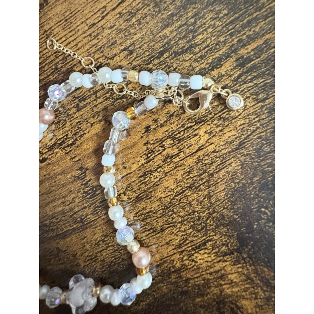 Y2K Kawaii Beaded Necklace Pearl Smiley Star Heart Flower Charm Choker - Picture 7 of 8